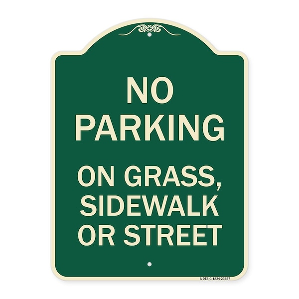 Signmission No Parking on Grass Sidewalk or Street Heavy-Gauge Aluminum Sign, 24" x 18", G-1824-23697 A-DES-G-1824-23697 - main
